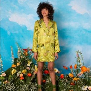 NWT - Ilk + Ernie Mia dress in green brocade - Large